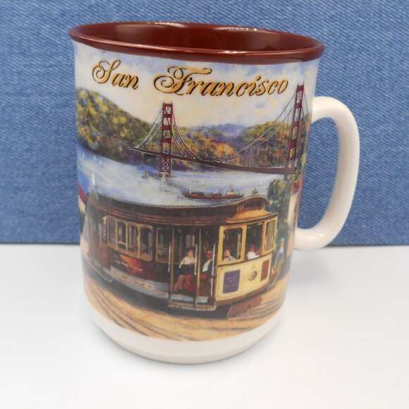 VINTAGE SAN FRANCISCO MUG CUP CABLE CAR BRIDGE THEME TOURIST CITY COLLECTIBLE - Picture 1 of 9